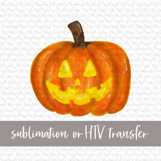 Watercolor Pumpkin, Jack O Lantern - Sublimation or HTV Transfer