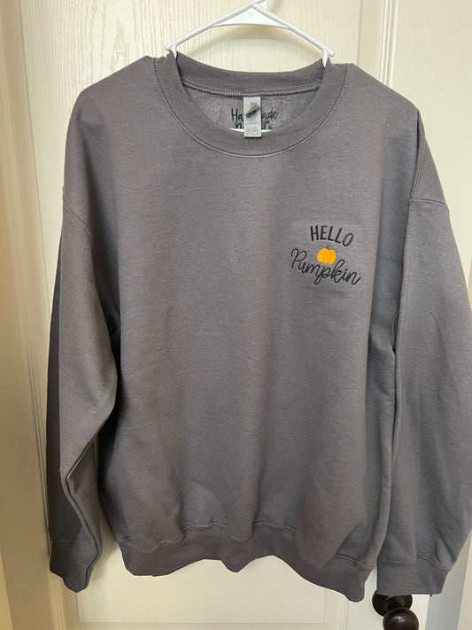 Sample Collection - Hello Pumpkin Embroidered Sweatshirt - Size Large