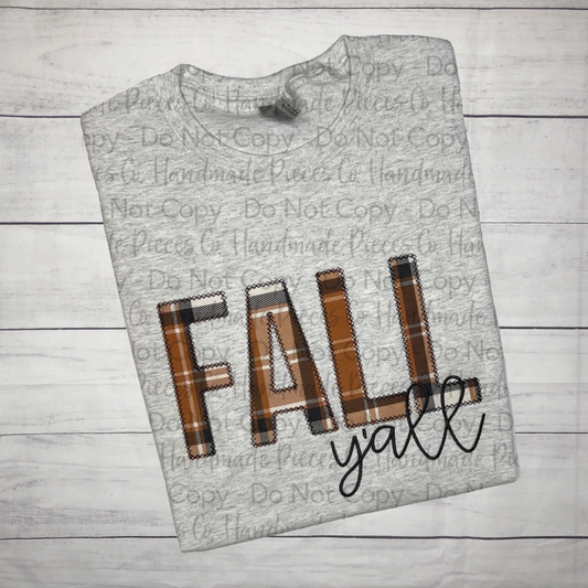 Sample Collection - Fall Y'all Applique Embroidered Tee - Size Large