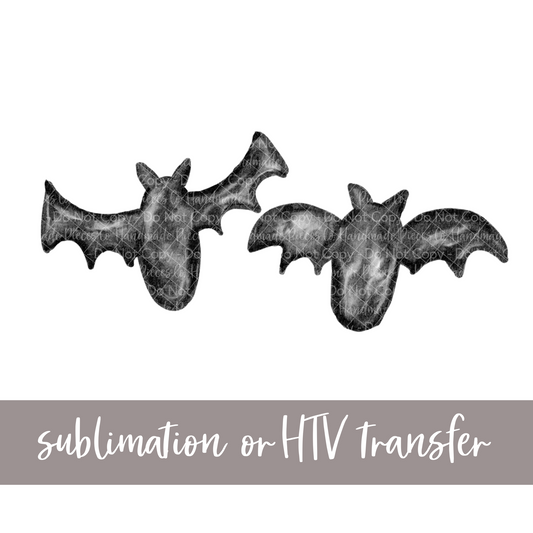 Watercolor Bats - Sublimation or HTV Transfer