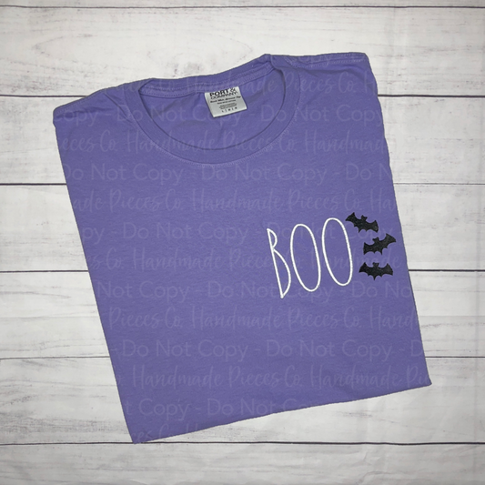 Sample Collection - Boo with Bats Embroidered Tee - Size Large