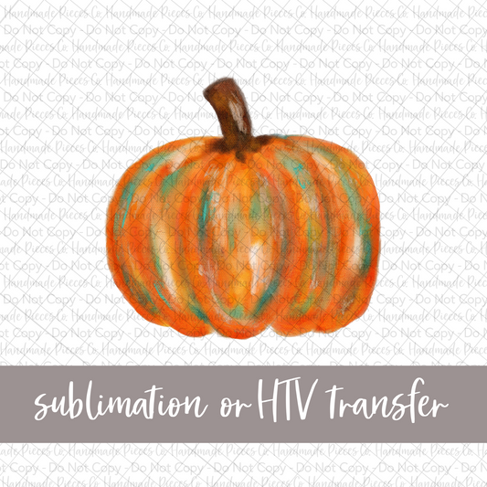 Watercolor Pumpkin, Orange - Sublimation or HTV Transfer