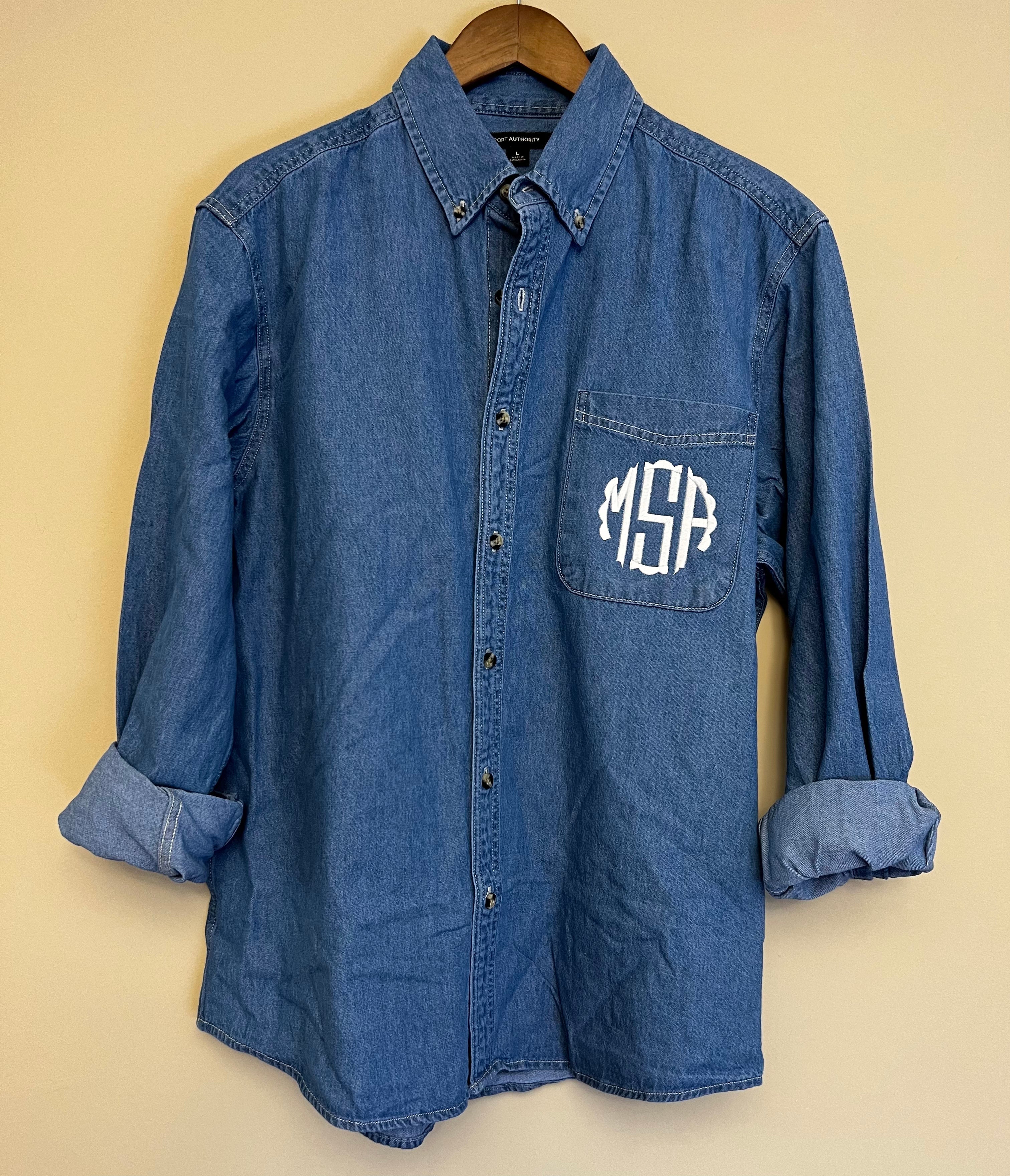 Embroidered Monogram Long Sleeve Denim – Handmade Pieces Co.