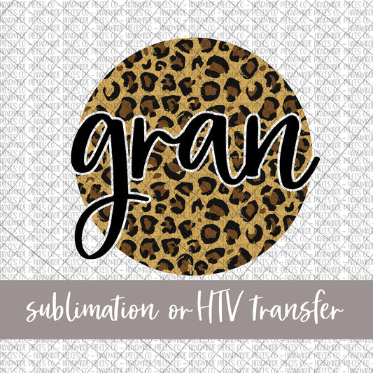 Gran Round, Leopard - Sublimation or HTV Transfer
