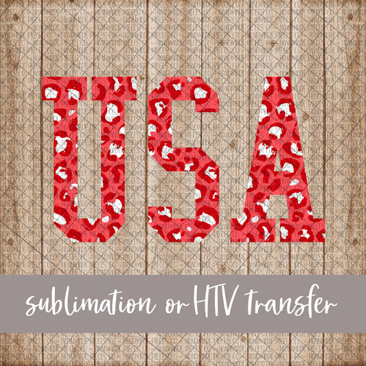 USA, Leopard Red  - Sublimation or HTV Transfer