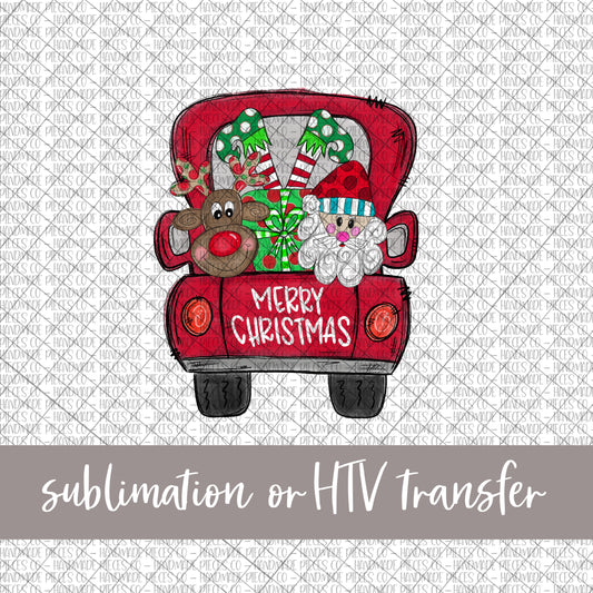 Merry Christmas Vintage Truck - Sublimation or HTV Transfer