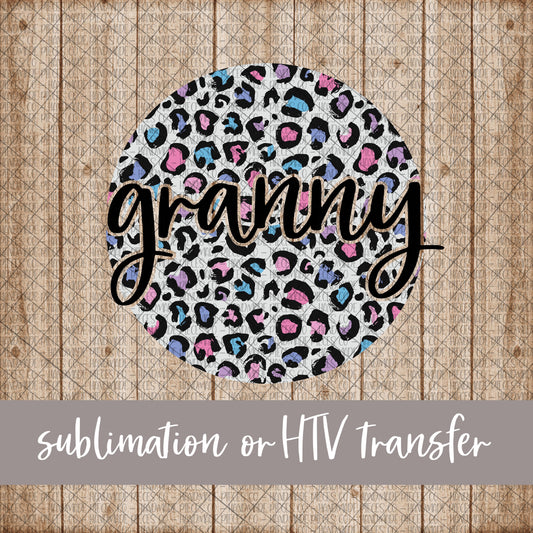 Granny  Round, Leopard Spring Pastel - Sublimation or HTV Transfer