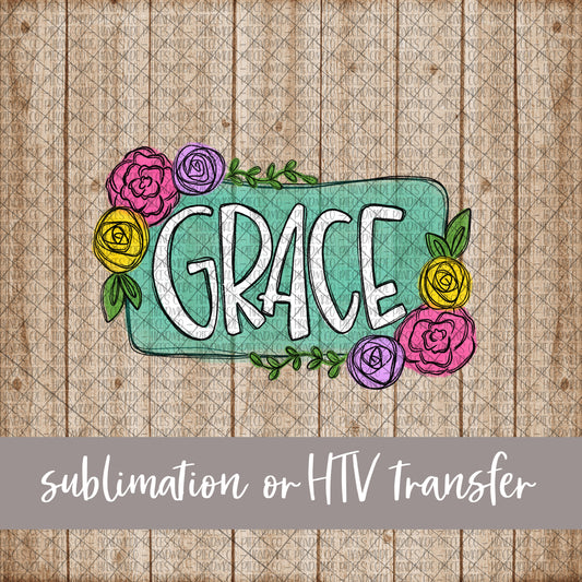 Grace Floral Frame - Sublimation or HTV Transfer