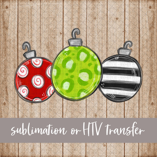 Christmas Ornaments Trio - Sublimation or HTV Transfer