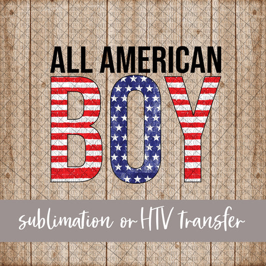 All American Boy, Block - Sublimation or HTV Transfer