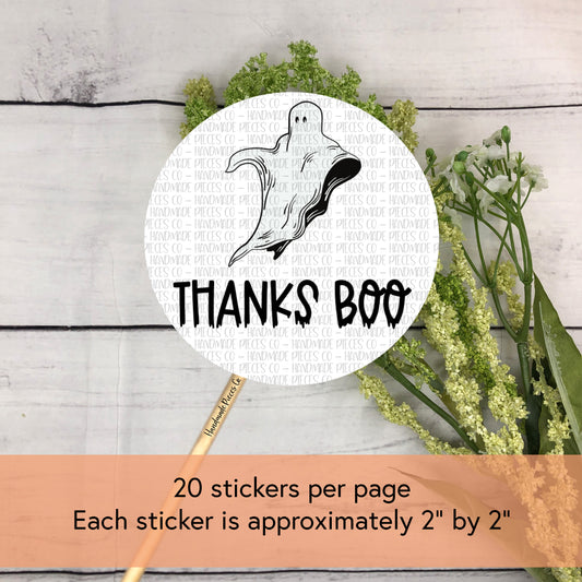 Thanks Boo - Packaging Sticker, Spooky Ghoul Summer Theme
