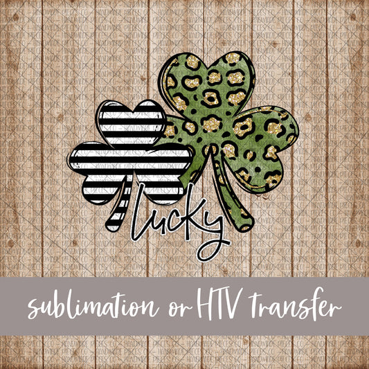 Lucky, Double Shamrock - Sublimation or HTV Transfer