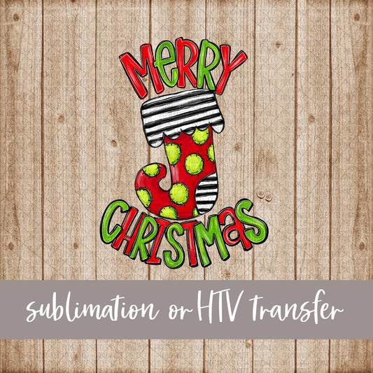 Christmas Stocking, Merry Christmas -  Sublimation or HTV Transfer