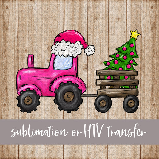 Christmas Tractor, Pink -  Sublimation or HTV Transfer