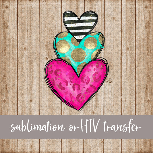 Heart Trio Stack - Sublimation or HTV Transfer