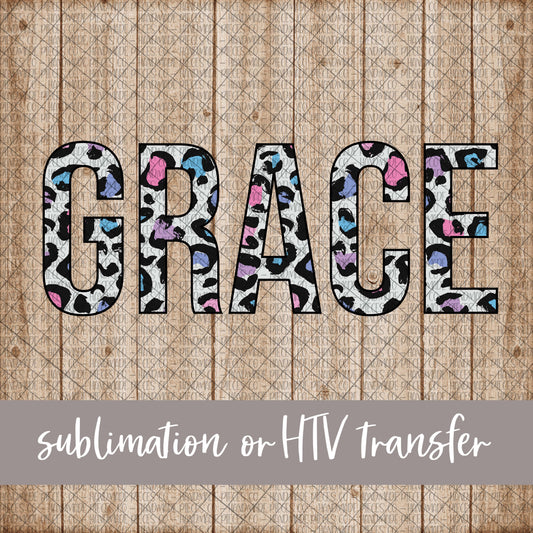 Grace, Leopard Spring Pastel - Sublimation or HTV Transfer