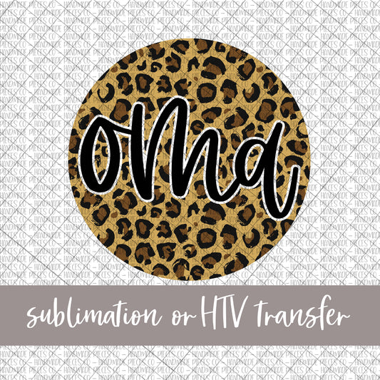 Oma Round, Leopard - Sublimation or HTV Transfer