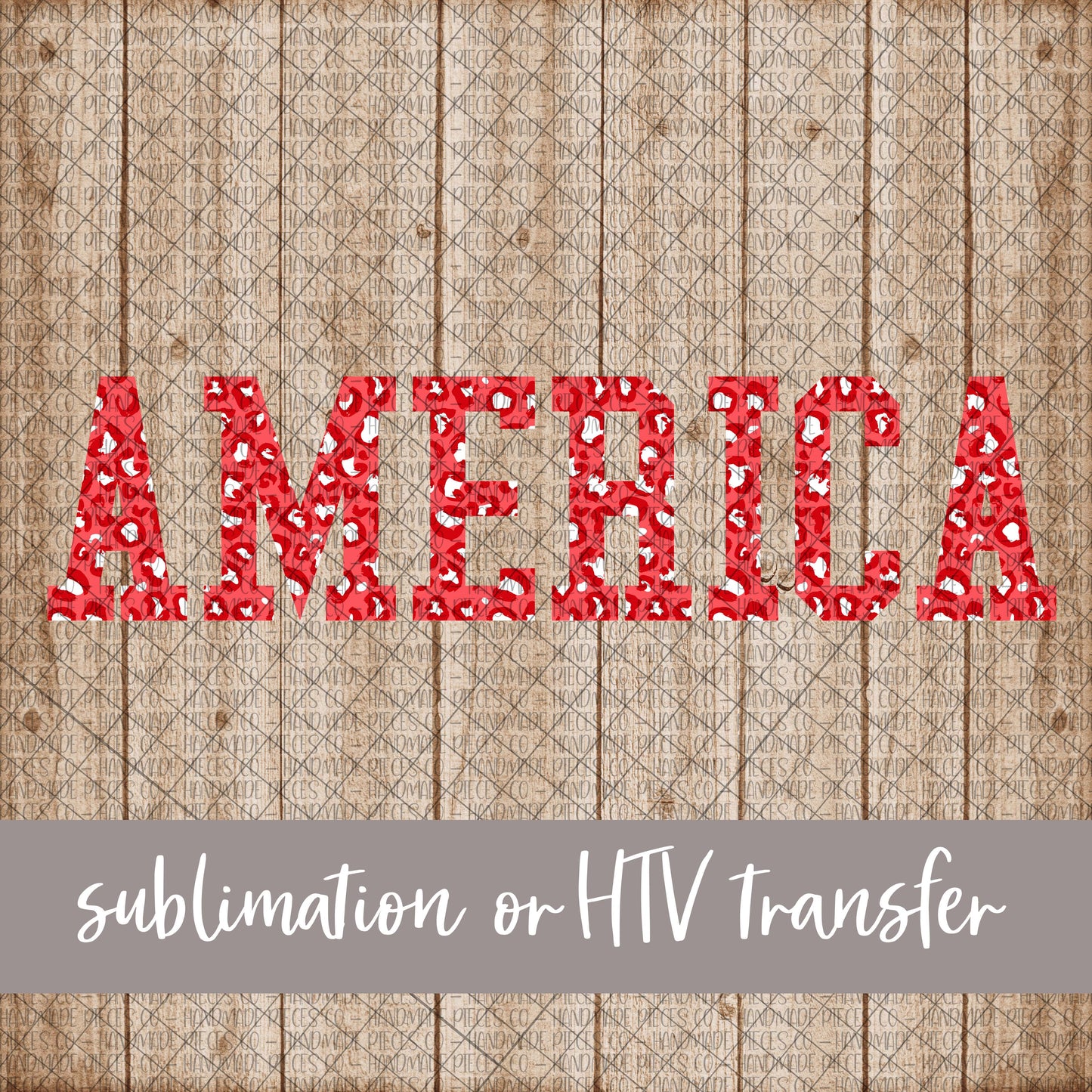 America, Leopard Red - Sublimation or HTV Transfer