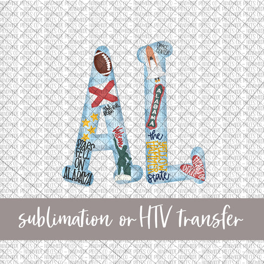 Alabama Abbreviation, Famous Things - Sublimation or HTV Transfer