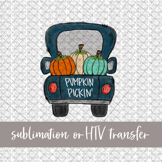 Pumpkin Pickin' Vintage Truck - Sublimation or HTV Transfer