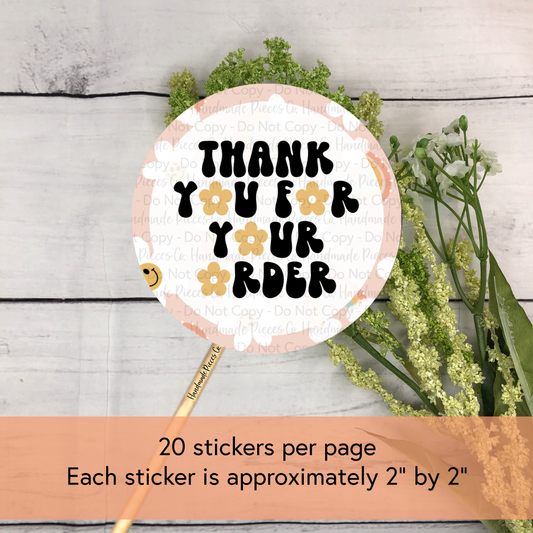 Thank You for Your Order Version 1 Packaging Sticker, Positive Vibes Theme