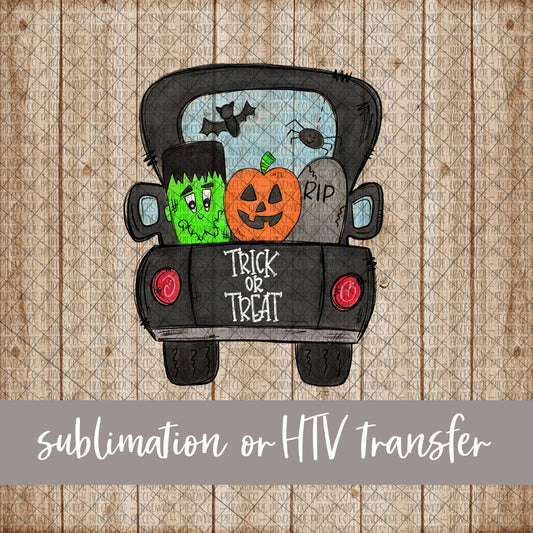 Trick or Treat, Vintage Truck 2 - Sublimation or HTV Transfer