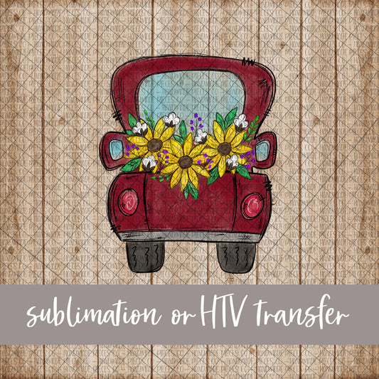 Sunflower Vintage Truck - Sublimation or HTV Transfer