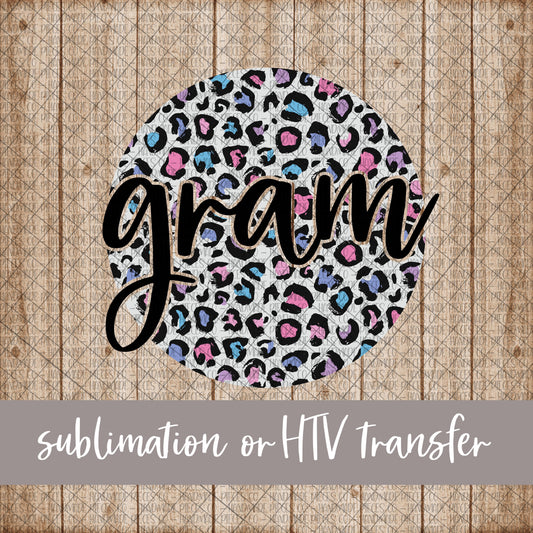 Gram Round, Leopard Spring Pastel - Sublimation or HTV Transfer