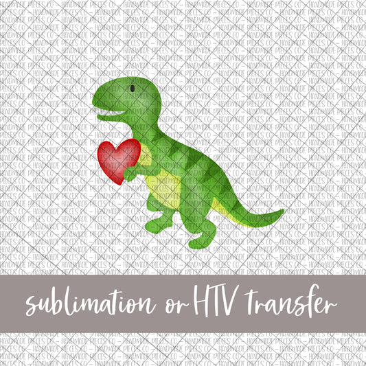 Dinosaur with Heart, Valentine's - Sublimation or HTV Transfer