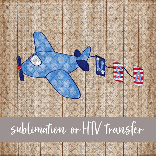 Patriotic Airplane, USA - Sublimation or HTV Transfer
