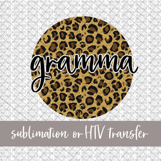 Gramma Round, Leopard - Sublimation or HTV Transfer