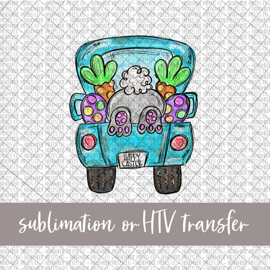 Easter Bunny Truck - Sublimation or HTV Transfer