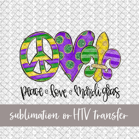 Peace Love King Cake - Sublimation or HTV Transfer