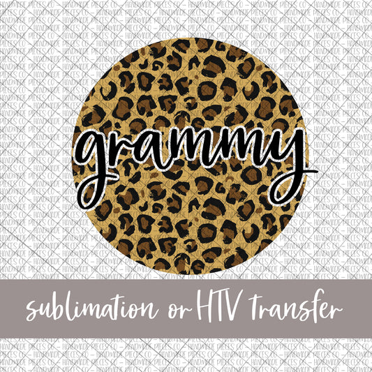 Grammy Round, Leopard - Sublimation or HTV Transfer