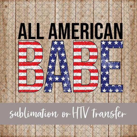 All American Babe, Block - Sublimation or HTV Transfer