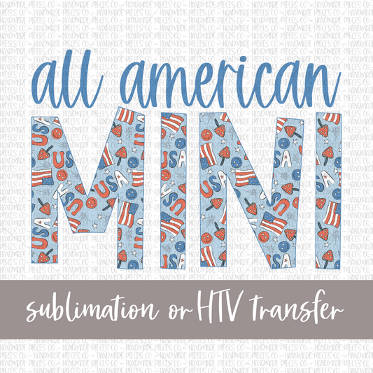 All American Mini, Patriotic Mix, Blue - Sublimation or HTV Transfer