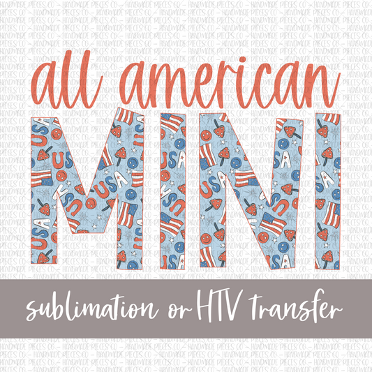 All American Mini, Patriotic Mix, Red - Sublimation or HTV Transfer