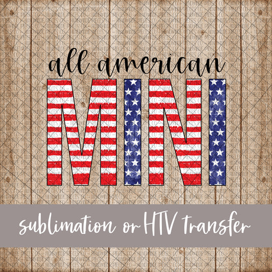 All American Mini, Cursive - Sublimation or HTV Transfer