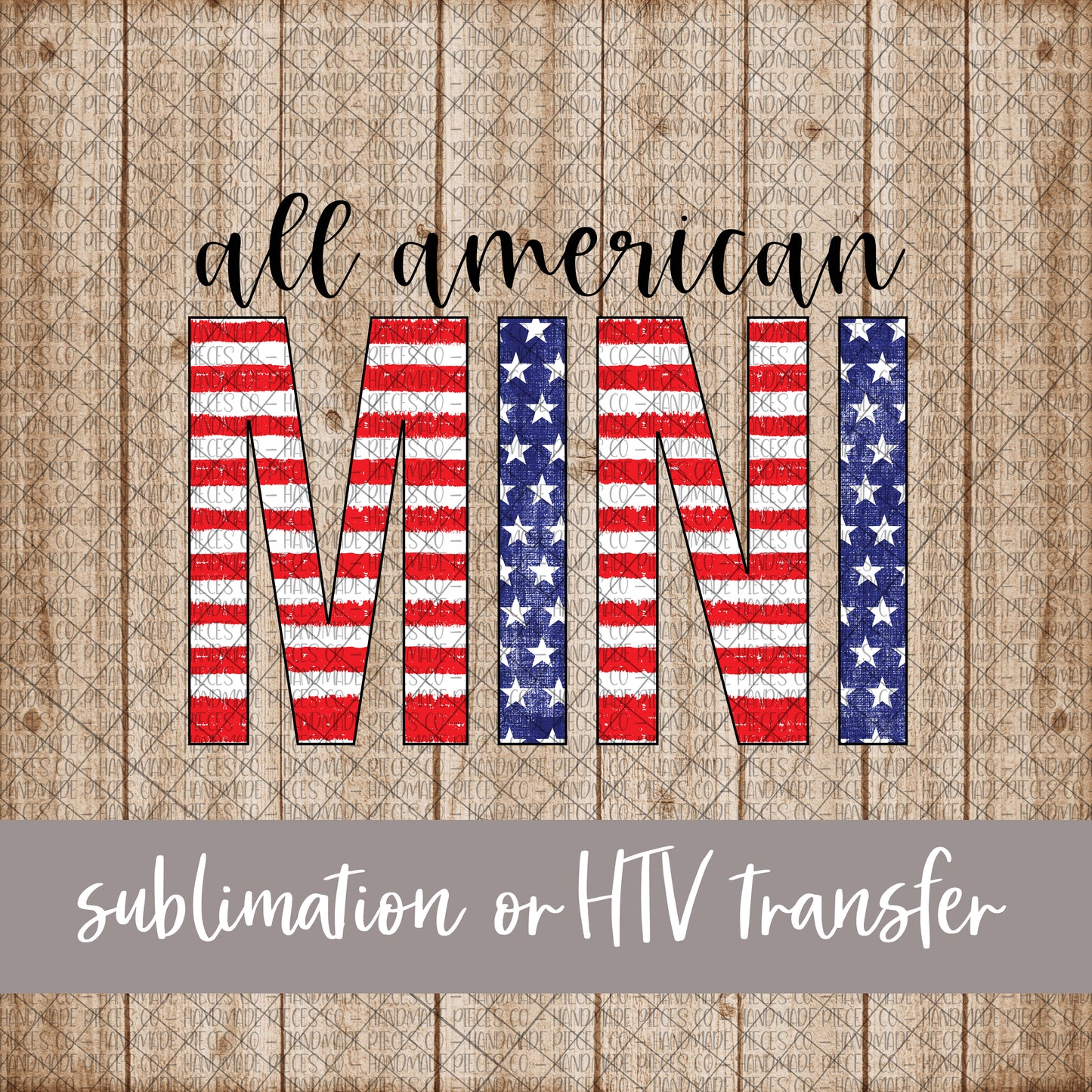All American Mini, Cursive - Sublimation or HTV Transfer