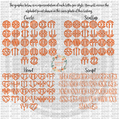 Pumpkin Monogram, Blue - Multiple Styles - Digital Download