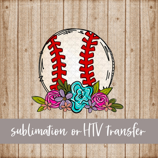Baseball, Floral - Sublimation or HTV Transfer