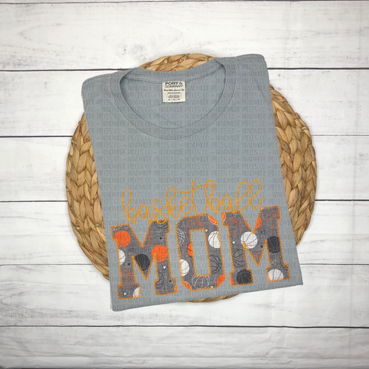 Basketball Mom Embroidered Applique T-Shirt, Sweatshirt, or Hoodie