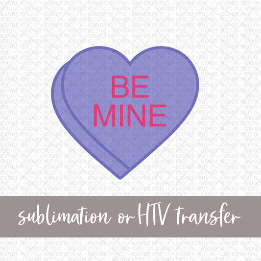 Be Mine Candy Heart, Purple - Sublimation or HTV Transfer