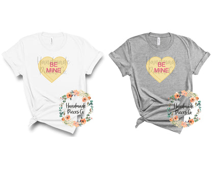 Be Mine Candy Heart, Yellow - Sublimation or HTV Transfer