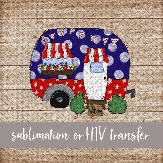Patriotic Camper - Sublimation or HTV Transfer