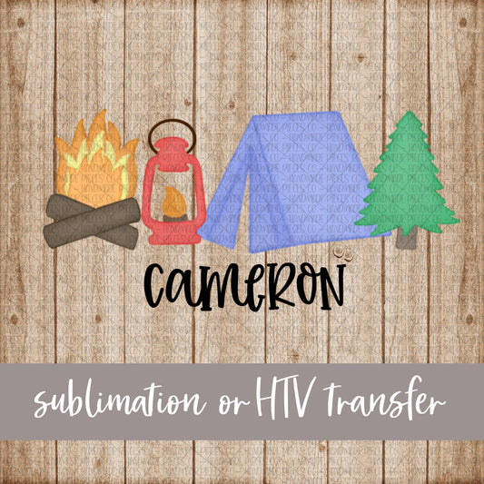 Camping with Name - Sublimation or HTV Transfer