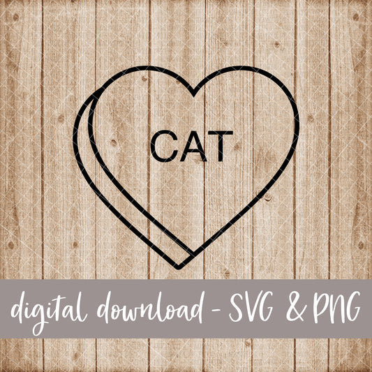 Cat Candy Heart, Black - Digital Download