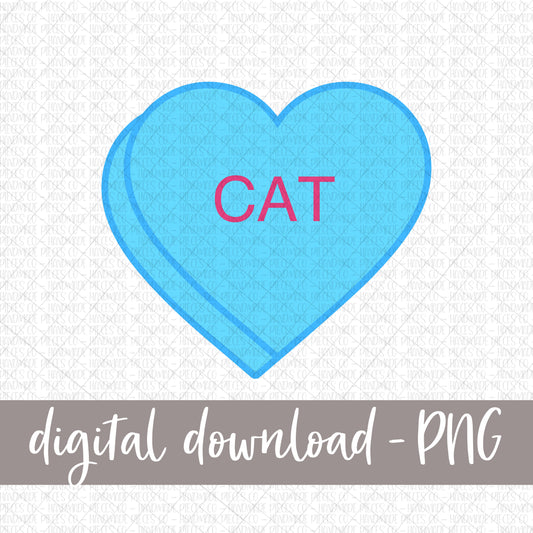 Cat Candy Heart, Blue - Digital Download