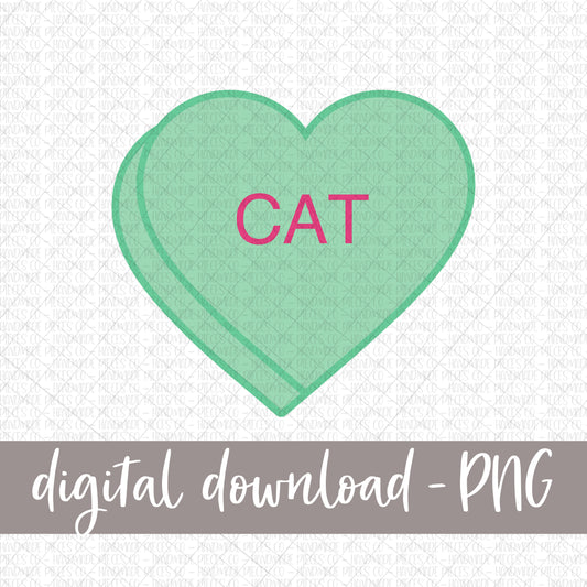 Cat Candy Heart, Green - Digital Download
