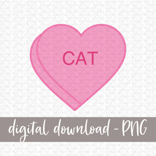 Cat Candy Heart, Pink - Digital Download